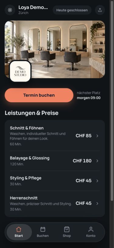 Loya-Kundenportal: Startseite