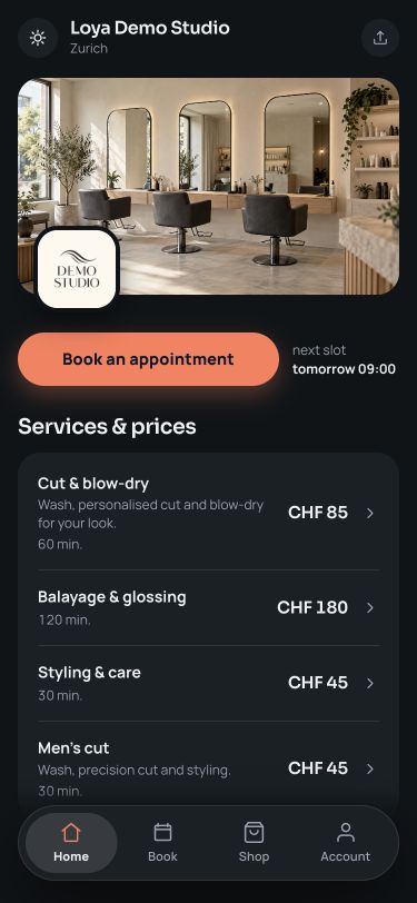 Loya customer portal: home
